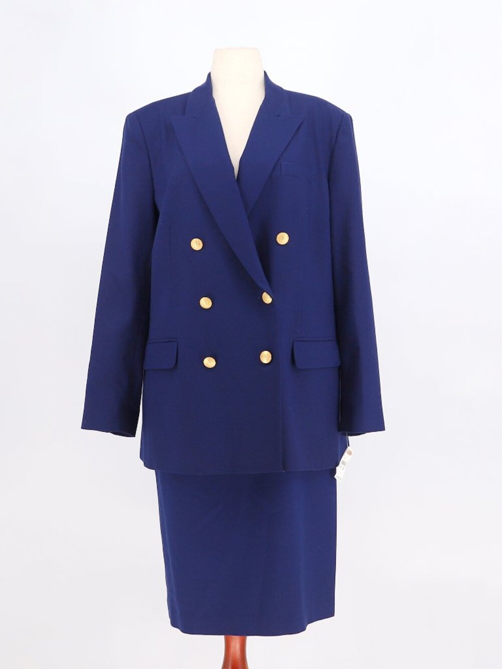NWT TALBOTS Vintage Wool Double Breasted Blazer and Skirt in Navy Blue Size 20